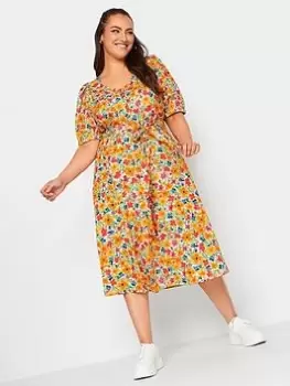 Image of Yours Yours Sweetheart Tea Dress Garden Roses, Pink, Size 18, Women