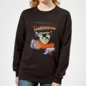 Image of Universal Monsters Frankenstein Vintage Poster Womens Sweatshirt - Black