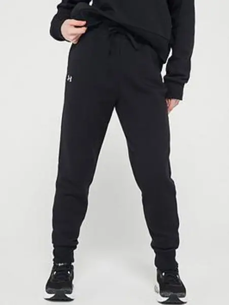 Image of Under Armour Girls Rival Fleece Joggers - Black/White, Size S=7-8 Years Black/White VLNYT Unisex S=7-8 YEARS