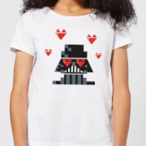 Image of Star Wars Valentine's Vader In Love Womens T-Shirt - White - L