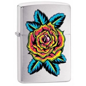 Image of Zippo Neon Rose Classic Brushed Chrome