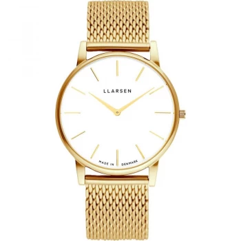 Image of LLARSEN White and Gold 'Oliver' Classical Watch - 147gwg3-mg20