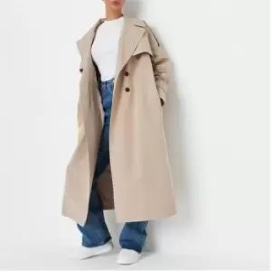 Image of Missguided Longline Belted Trench Coat - Nude