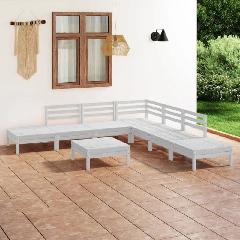 Image of VIDAXL 8 Piece Garden Lounge Set Solid Pinewood White Vidaxl 8720286685358