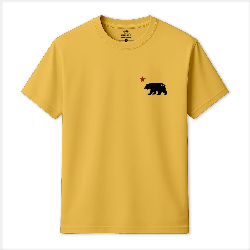 Image of Republic of California Mens Cali Bear T-Shirt in Yellow Size: Small Yellow Male S