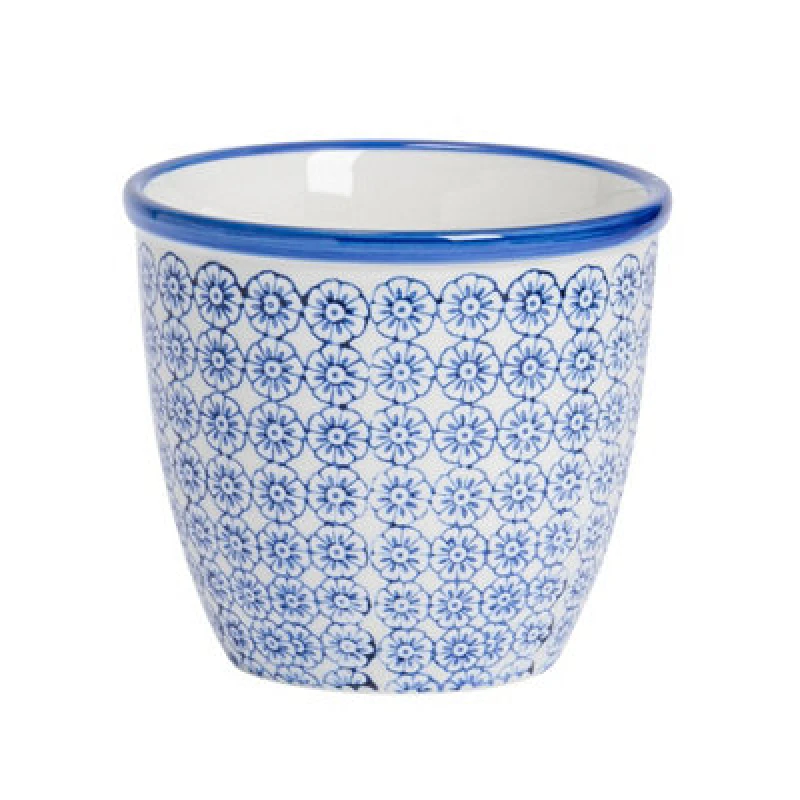 Image of Nicola Spring Hand-Printed Plant Pot - 14Cm - Navy