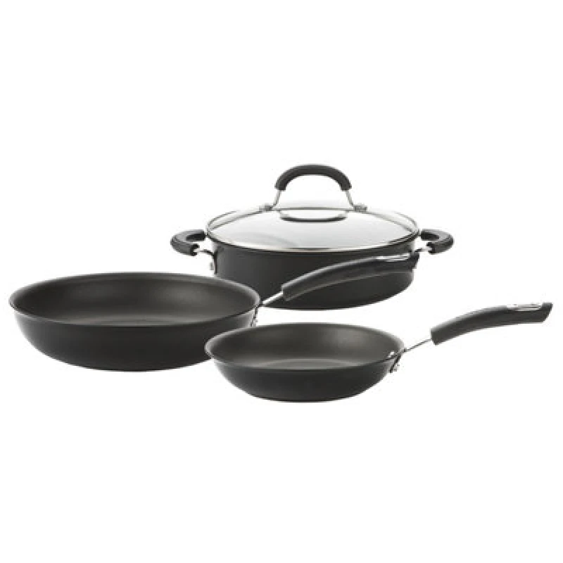 Image of Circulon Total Skillet and Shallow Casserole Dish Non Stick Cookware - Pack of 3 Black