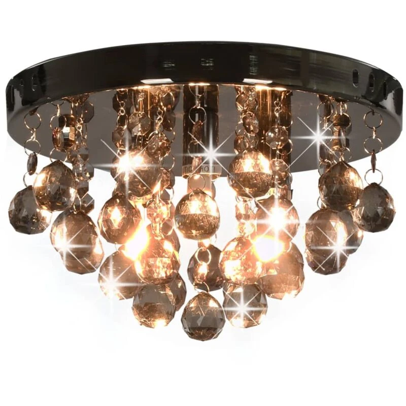 Image of VIDAXL Ceiling Lamp with Smoky Beads Black Round G9 Vidaxl 8719883573045