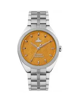 Image of Vivienne Westwood The Mews Ladies Quartz Watch With Orange Dial & Silver Stainless Steel Bracelet