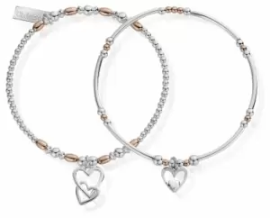 Image of ChloBo MBSET572732 Rose And Silver Double Devotion Set Of 2 Jewellery
