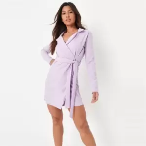 Image of Missguided Jersey Belted Blazer Dress - Purple