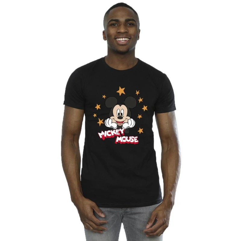 Image of Disney Men Mickey Mouse Stars T-Shirt in Black Size: Small Black S Male 5063153652538
