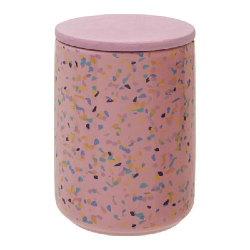 Image of Premier Housewares Large Pink Terrazzo Storage Canister,Dolomite Build Food Storage Container With Airtight Lid,Sugar Canisters Pink