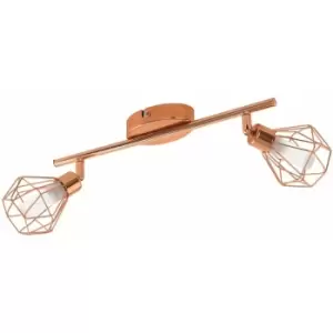 Image of Flush 2 Spot Ceiling Light Copper Steel Shade White Satin Glass Bulb G9 2x3W
