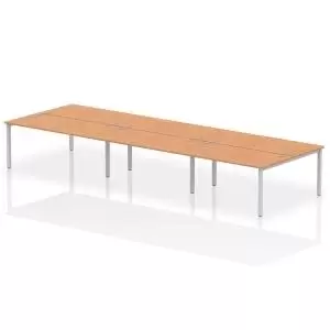 Image of Impulse Bench B2B 6 Person 1600 Silver Frame Office Bench Desk Oak