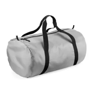 Image of BagBase Packaway Barrel Bag / Duffle Water Resistant Travel Bag (32 Litres) (One Size) (Silver / Black)