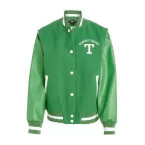 Image of Tommy Jeans Tjw Zip Off Sleeve Letterman - Green
