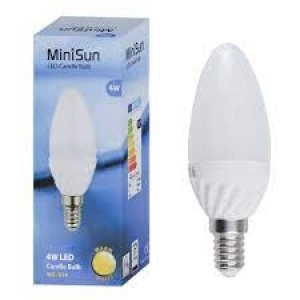 Image of MiniSun 4 x 4W Frosted Candle LED Bulbs in Daylight with SES Cap