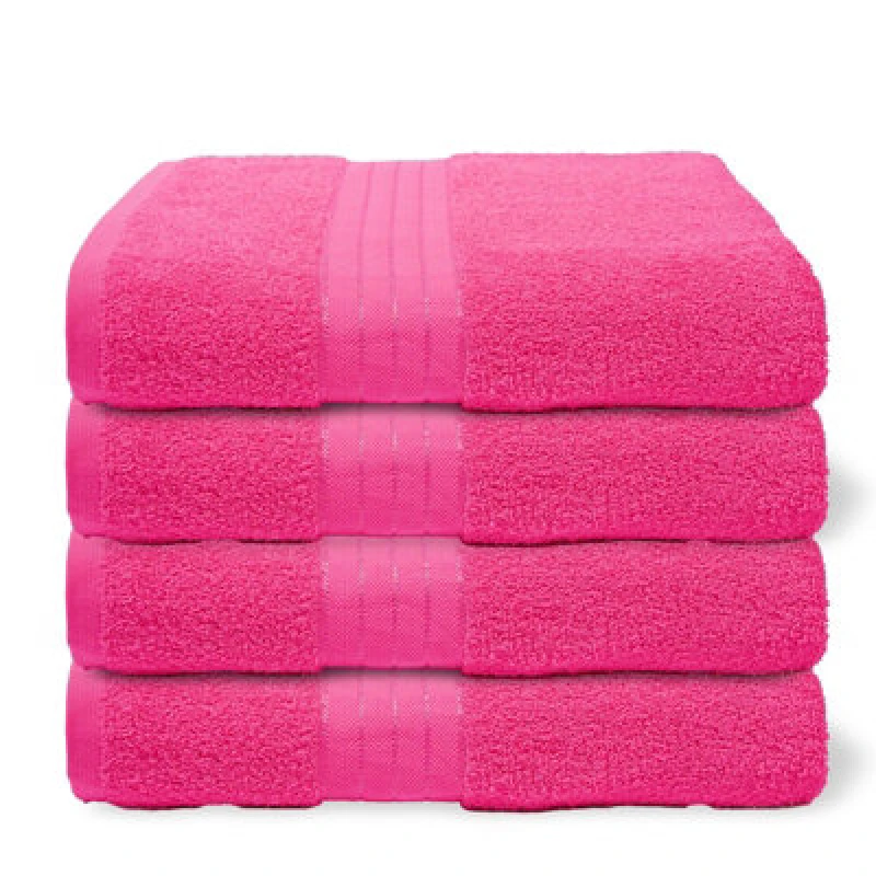 Image of OHS OHS 4 Pack of 100% Cotton Bath Sheet Bathroom Towel in Pink Pink Bath Sheet Unisex 5027434228959
