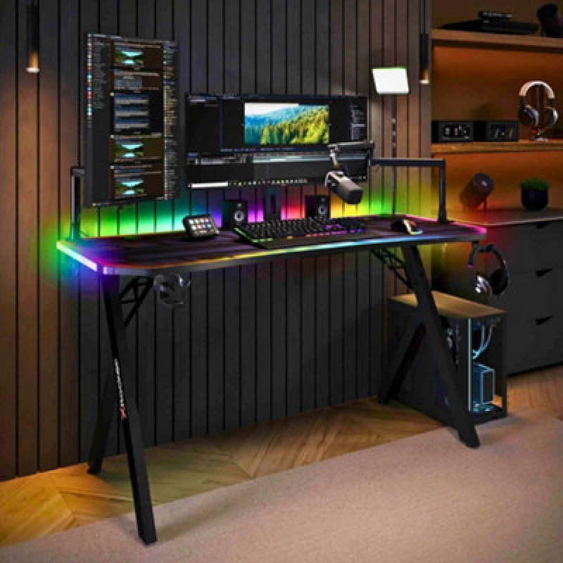 Image of X Rocker X Rocker Lumio XL Gaming Desk with 3 Sided app-controlled LED Lighting - Black 2024071
