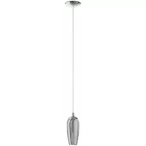 Image of Pendant Light Satin Nickel Shade Black Clear Smoked Glass Granilla Bulb G9 1x3W