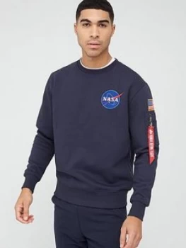 Image of Alpha Industries Space Shuttle and Back Print Sweatshirt - Blue