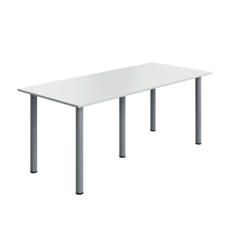 Image of Serrion Pole Leg Rectangular Table 1800x800x730mm White/Silver KF800284
