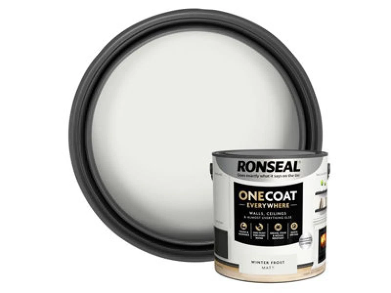 Image of Ronseal One Coat Everywhere Multi Surface Matt Paint Winter Frost - 2.5L Grey