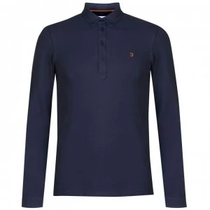 Image of Farah Vintage Farah Merriweather Long Sleeve Polo Mens - Navy
