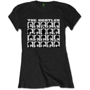 Image of The Beatles - Hard Days Night Faces Mono Womens Medium T-Shirt - Black