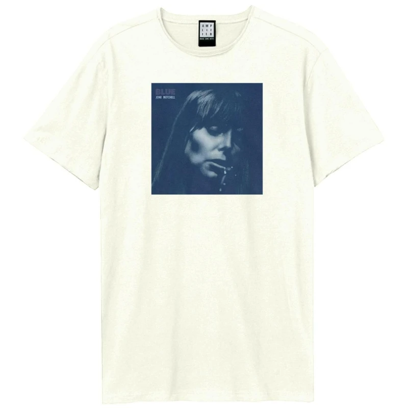 Image of Amplified Amplified Men Blue Joni Mitchell T-Shirt in White Size: X-Small White XS Male 5063377024067