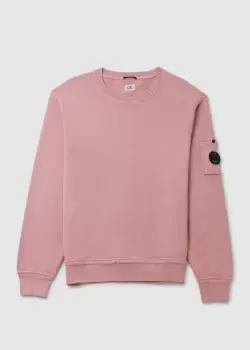 Image of C.P. Company Mens Cotton Fleece Resist Dyed Sweatshirt In Pale Mauve