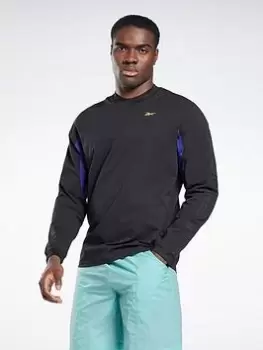 Image of Reebok Les Mills Long-sleeve Midlayer Long-sleeve Top, Black, Size S, Men
