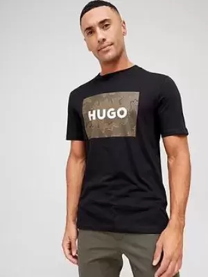 Image of Hugo Dulive Camo Logo Black T-Shirt
