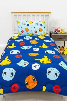 Image of Pokemon Badges 10.5 Tog Coverless Reversible Single Duvet - Blue
