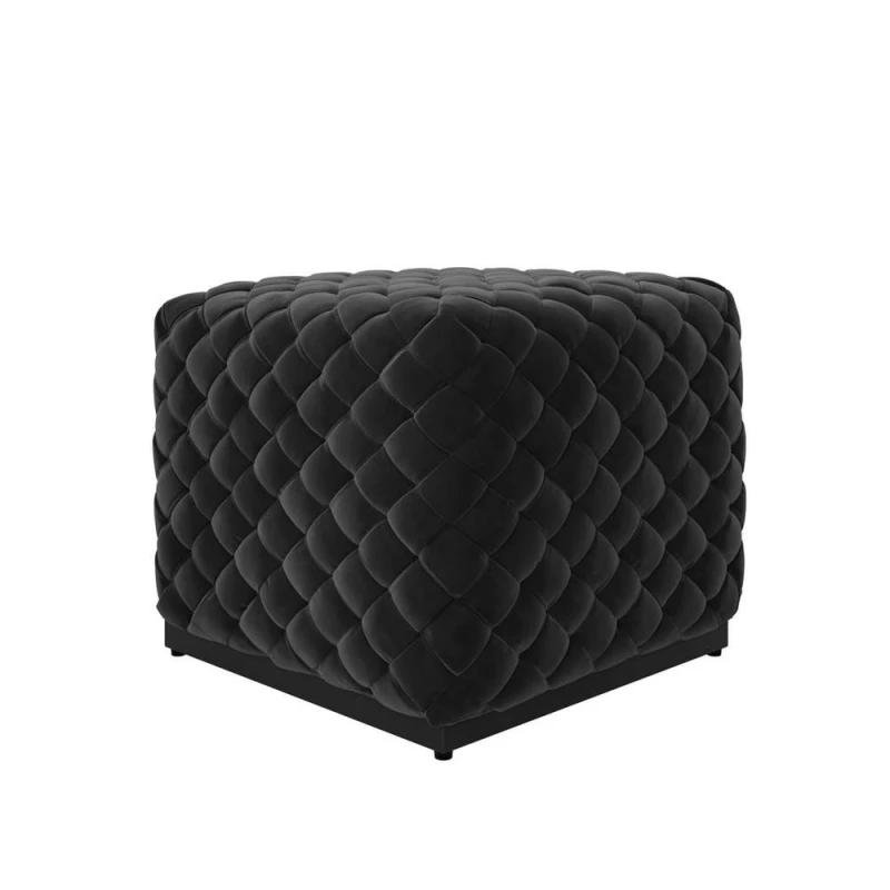 Image of Colline Small Black Pouffe - Velvet/Metal - L50 x W50 x H42cm - Black - Fully Assembled LPDCOLSMLBLAPOU
