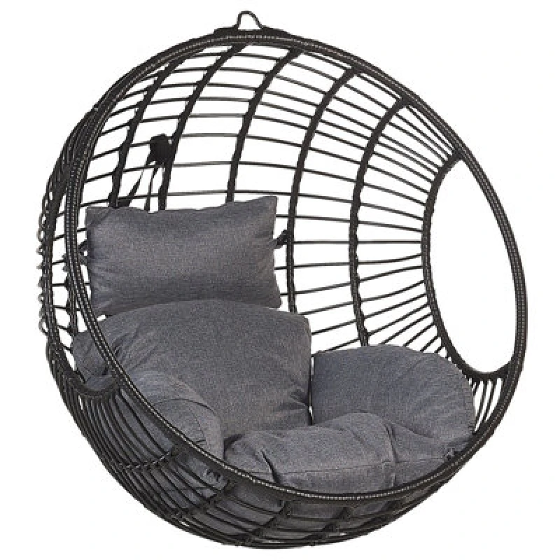 Image of Beliani Hanging Chair Aspio Pe Rattan Black