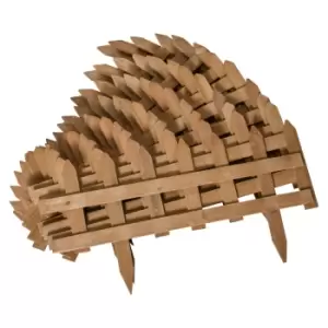 Image of Outsunny Pack Of 12 Wooden Plant Border Fence Garden Fixed Picket Fence Brown