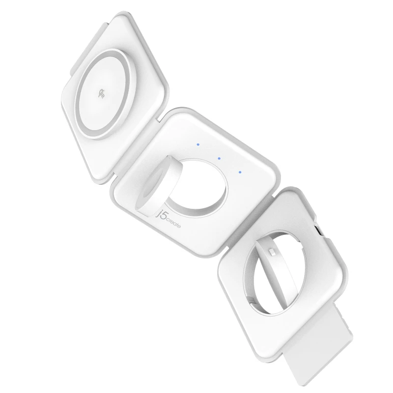 Image of j5 create j5create Qi2 3-in-1 Magnetic Travel Wireless Charging Station JUPW3215W-N