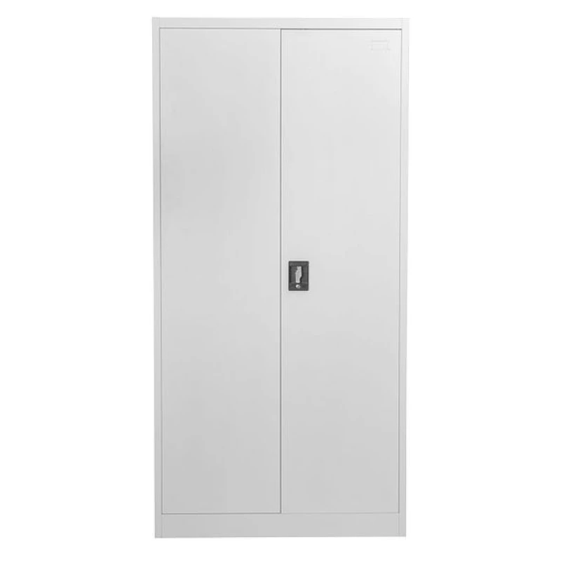 Image of Moderna Grey Steel Filing Cabinet, 4 Shelves, Lockable 2 Door, Tall Office Unit Grey Unisex