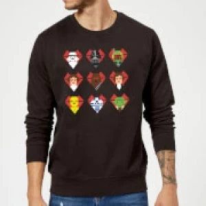 Image of Star Wars Valentine's Pixel Montage Sweatshirt - Black - S