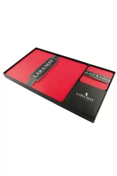 Image of Set of 8 London Red Recycled Leather Placemats and 8 Leather Coasters
