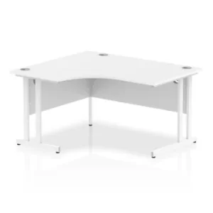 Image of Impulse 1400mm Left Crescent Desk White Top White Cantilever Leg I0038