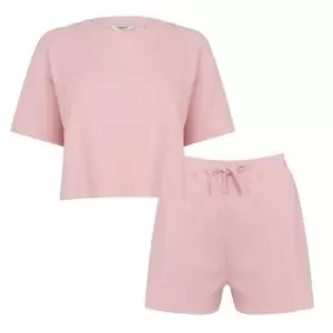Image of Firetrap Waffle Boxy T-Shirt and Shorts Set - Pink