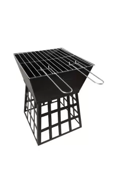 Image of Redwood 33cm x 33cm Outdoor Garden Square Fire Pit / Heater / Barbecue