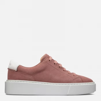 Image of Clarks Womens Hero Lite Lace Suede Flatform Trainers - Rose - UK 8