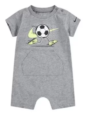 Image of Boys, Nike Younger Boy Graphic Romper, Grey, Size 12 Months