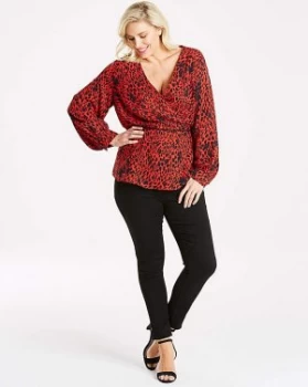 Image of Lovedrobe Animal Print Wrap Blouse