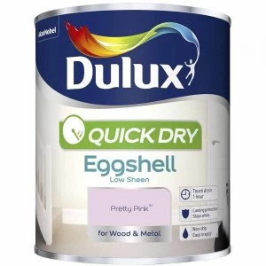 Image of Dulux Quick Dry Pretty Pink Eggshell Low Sheen Paint 750ml