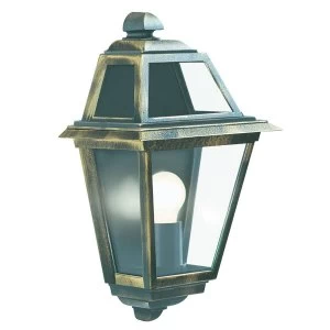 Image of 1 Light Outdoor Garden Wall Lantern Black, Gold IP44, E27